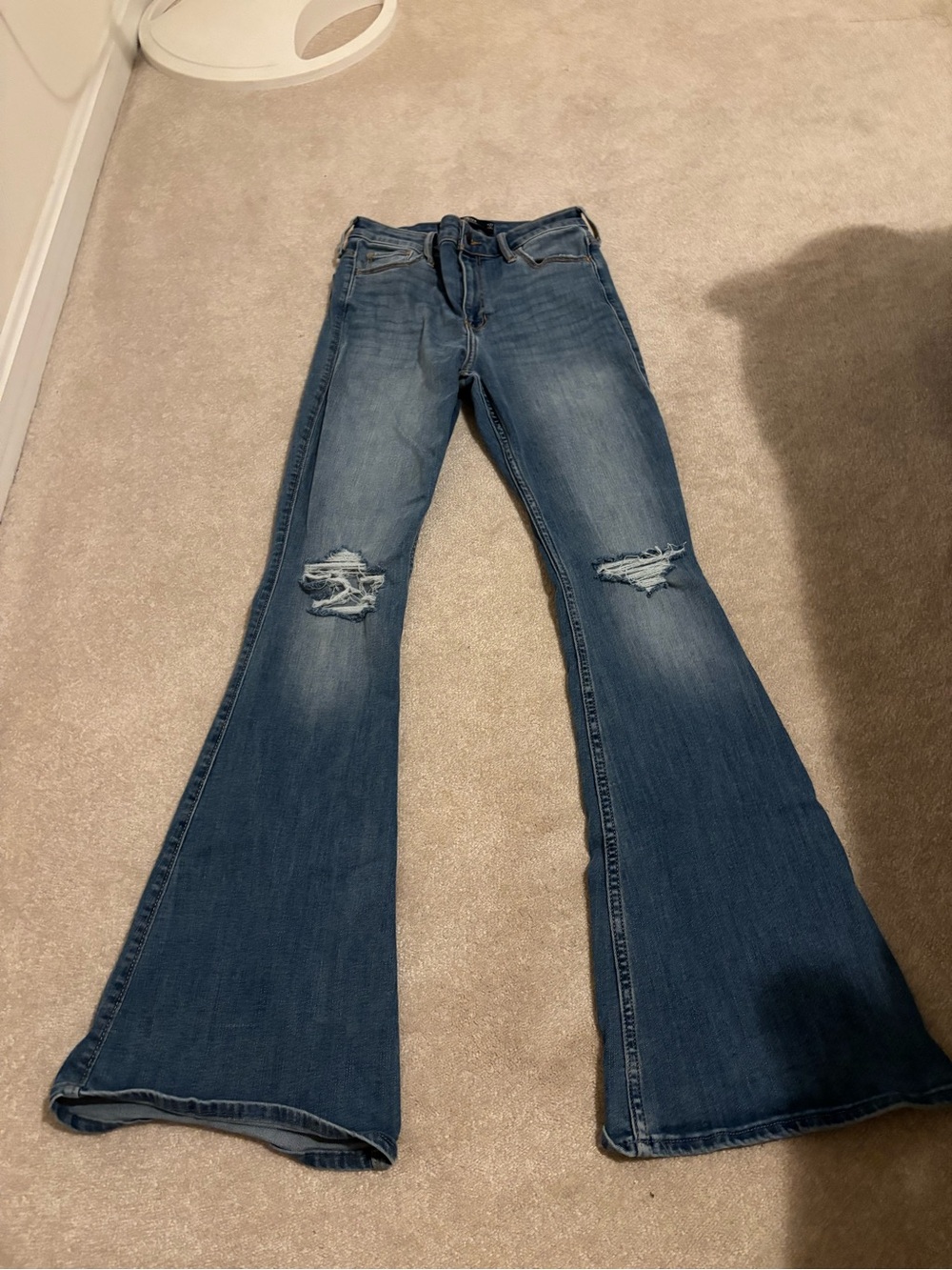 Hollister Medium Blue Distressed Flare Jeans